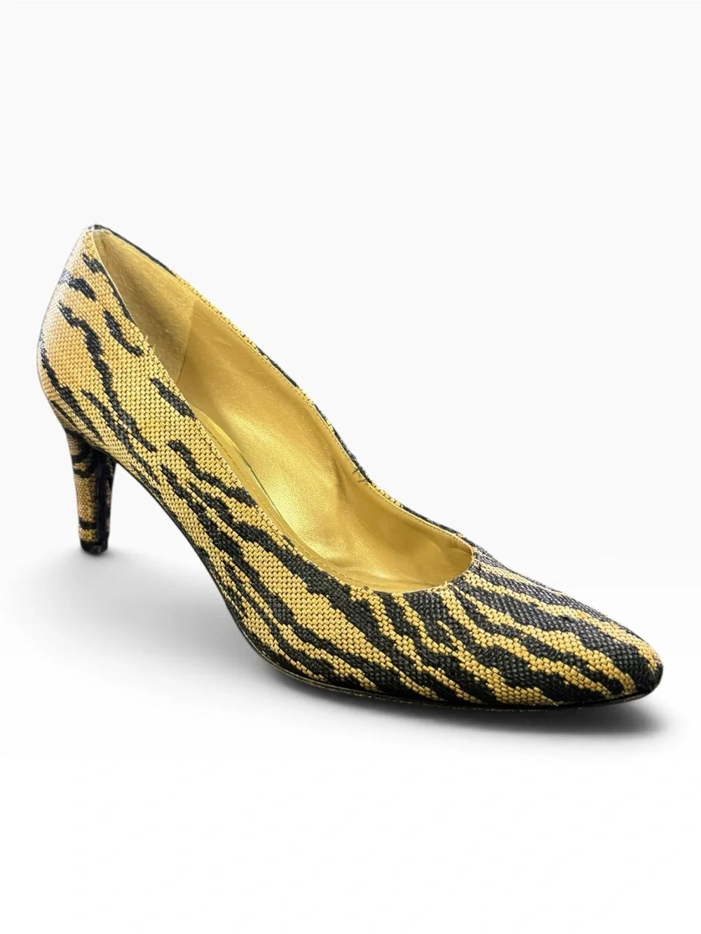 Stuart Weitzman Natural Tan and Black Animal-Print Pump